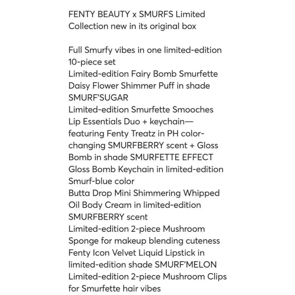 FENTY BEAUTY X SMURF THE SMURFETTE 10 PIECE COLLECTION TIN